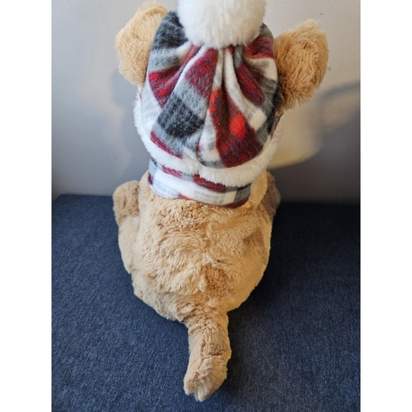 Gentle Treasures Terrier Dog Plush Weighted Brown Sitting Plaid Hat Scarf Feet‎ - Picture 3 of 8